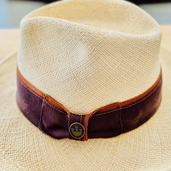 Goorin Bros Hartman Stylish Natural Straw Fedora Hat w Wide Brown Fabric Large - Picture 1 of 8